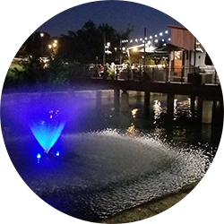Pond Fountain with colored lights