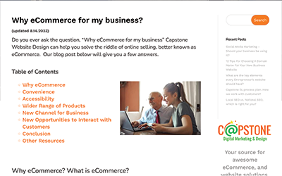 Why eCommerce Capstone Blog Post